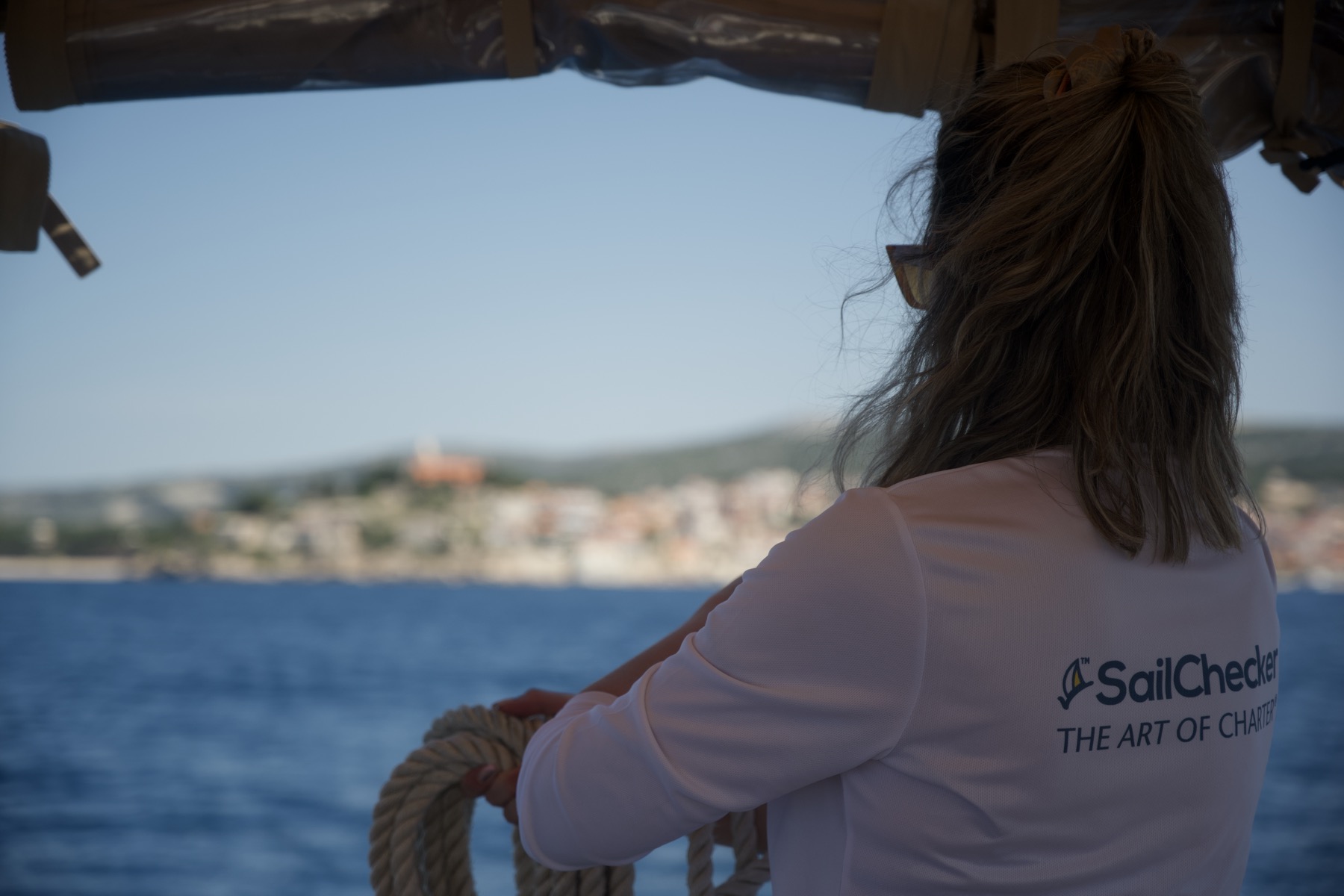 Drake Supper Club guest aboard, Trogir in the background, Croatia '22